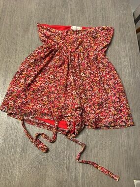 Altar'd State Girls Red Floral Strapless Romper